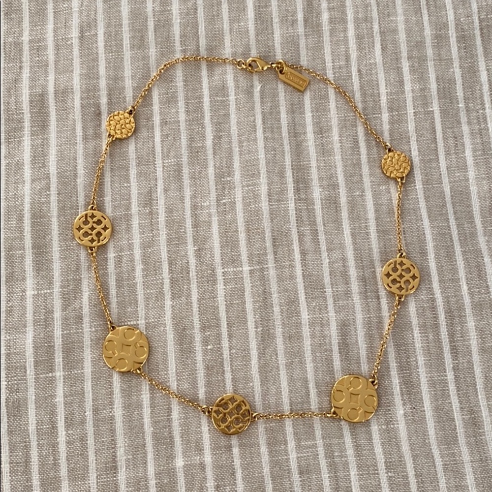 Coach gold disk necklace
